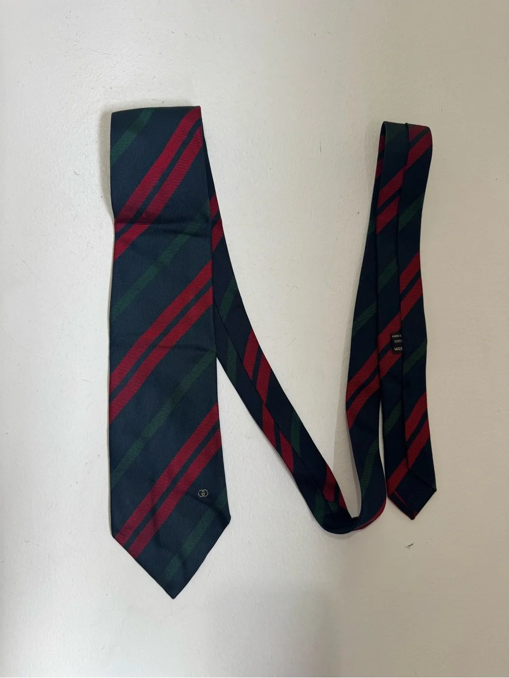 Vintage Gucci Silk Necktie Tie Blue red green Stripe Italy